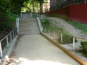 Middle of VCPS step street, looking up